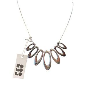 Romolo Silver Tone Oval Link Statement Necklace Adjustable‎ Chain